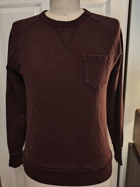 Gustin Mens Oxblood Red Crewneck Pocket Sweatshirt Large